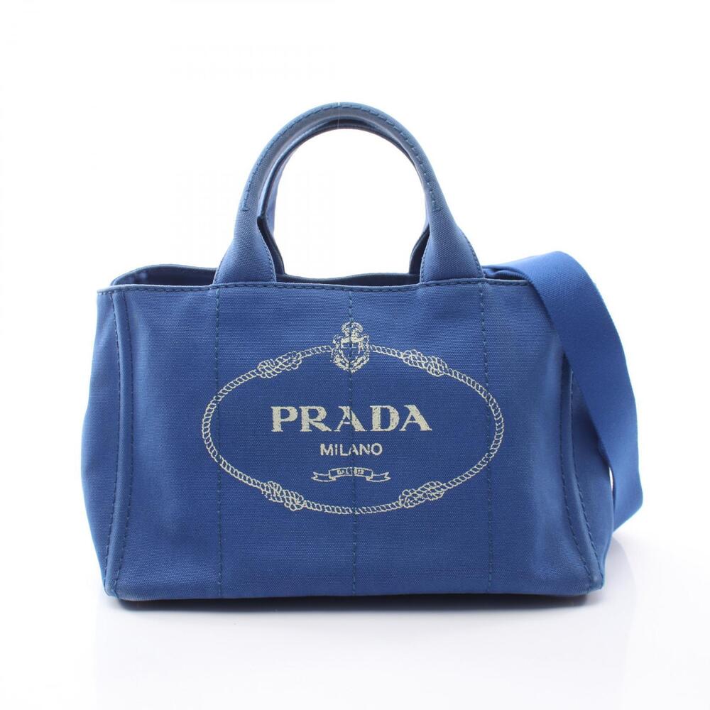Prada CANAPA Tote Bag Canvas Blue